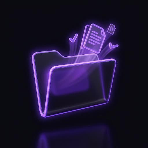 Folder with automated document processing neon graphics