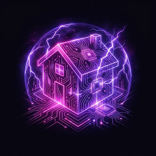 Smart home circuit board neon graphic